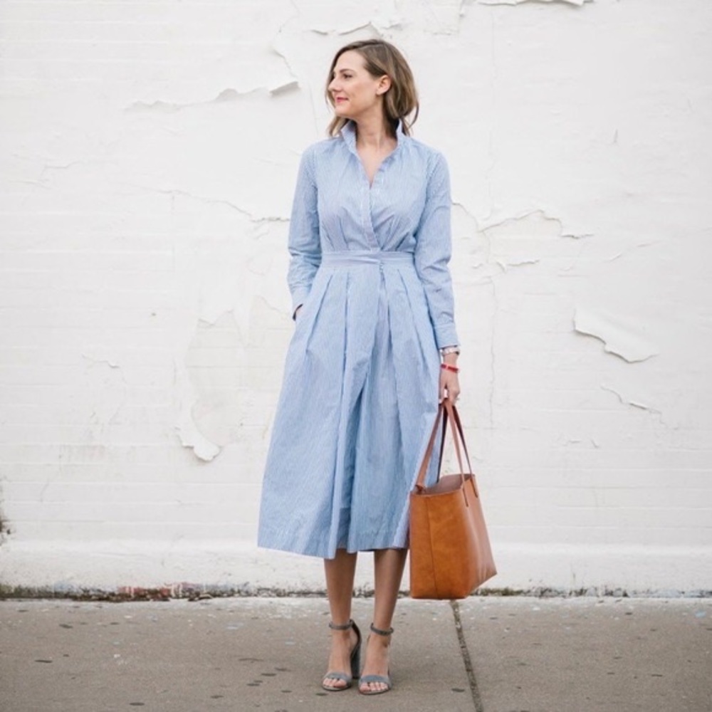 J. Crew Wide Leg Jumpsuit in Shirting Stripe - Size 0